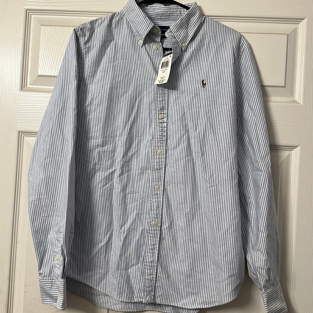 Ralph Lauren Polo Custom Fit size large blue & white NWT